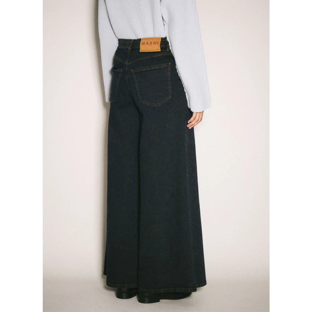 Marni Stretch Wide-Leg Denim Jeans Black Dames