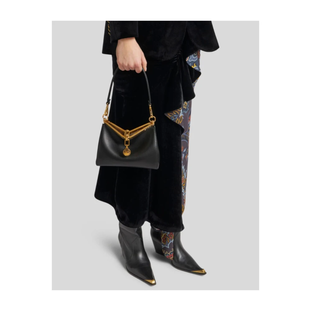 ETRO Leren Zeiltas met Metalen Sluiting Black Dames