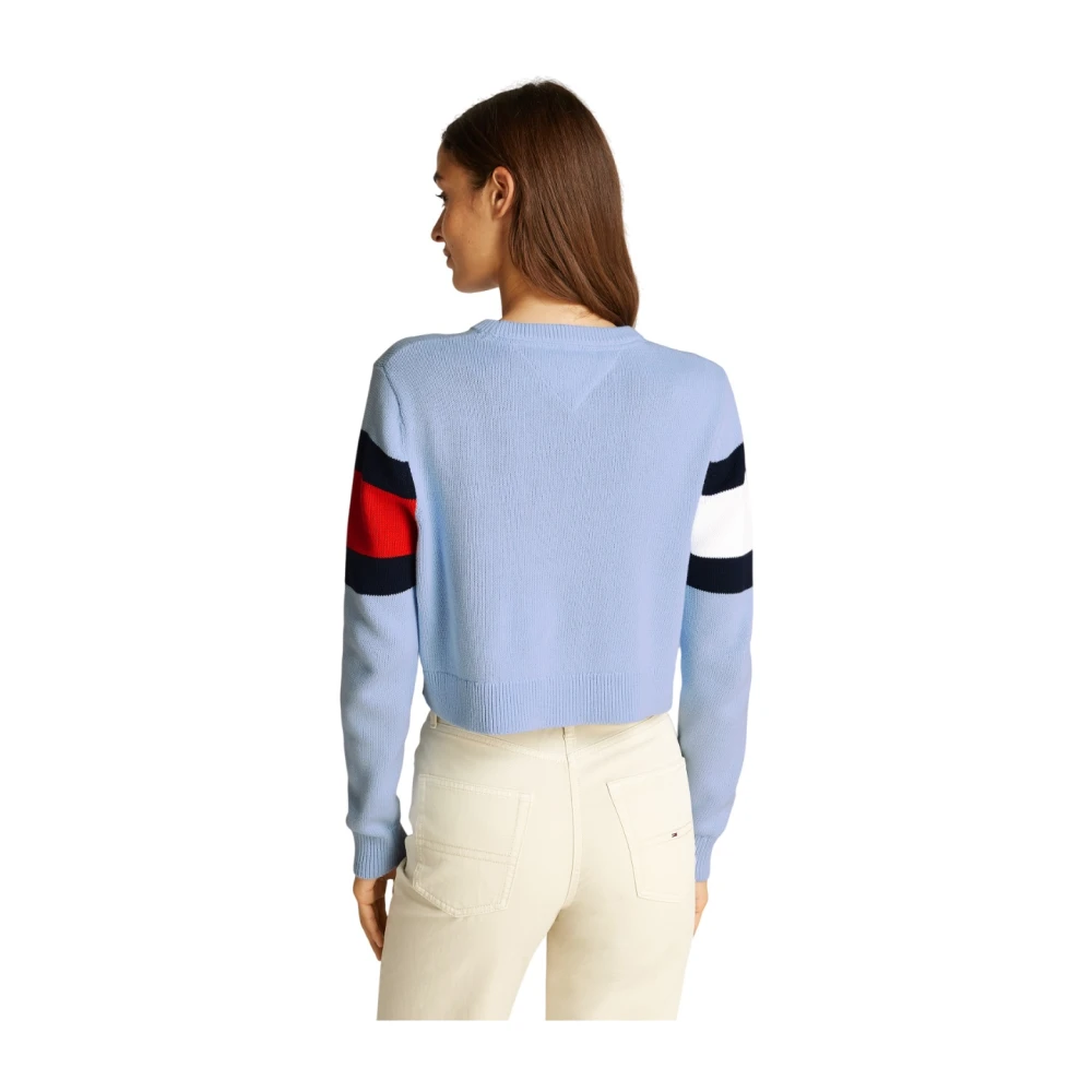 Tommy Jeans Kleur Blok Katoenen Trui Blue Dames