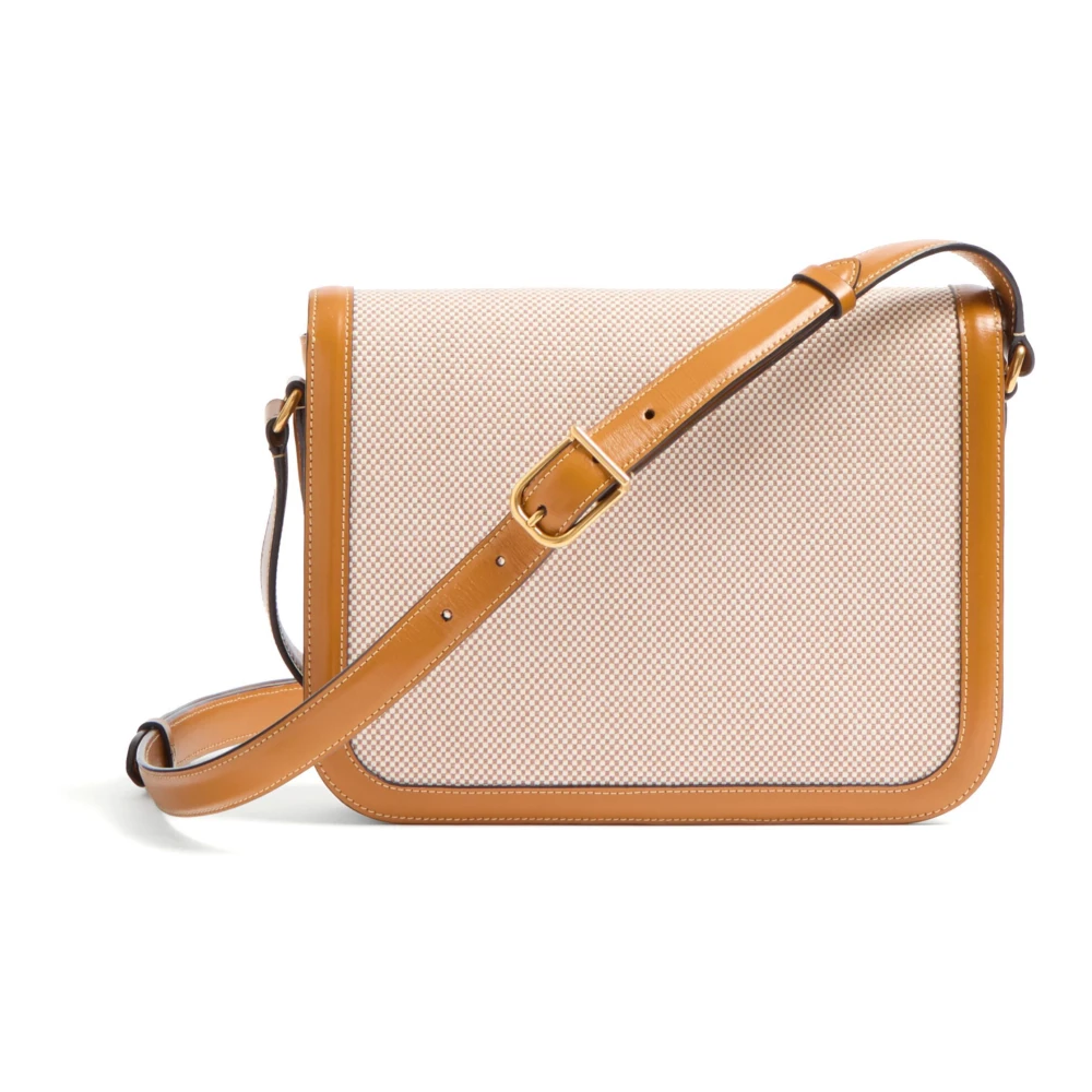 Valentino Garavani 9To5 Schoudertas Beige Canvas Leer Beige Dames