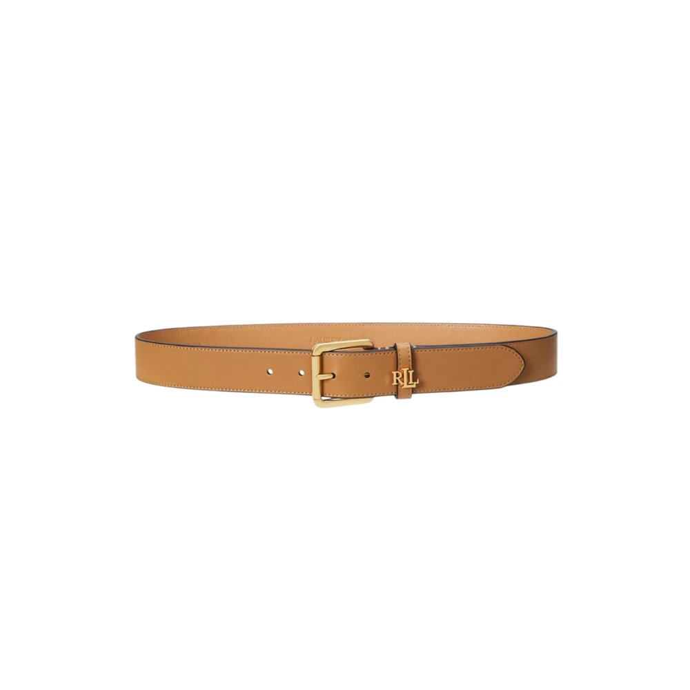 Ralph Lauren Women's Brown Belts, M, Logo Keeper-Belt-Medium 100% Cow Leather
