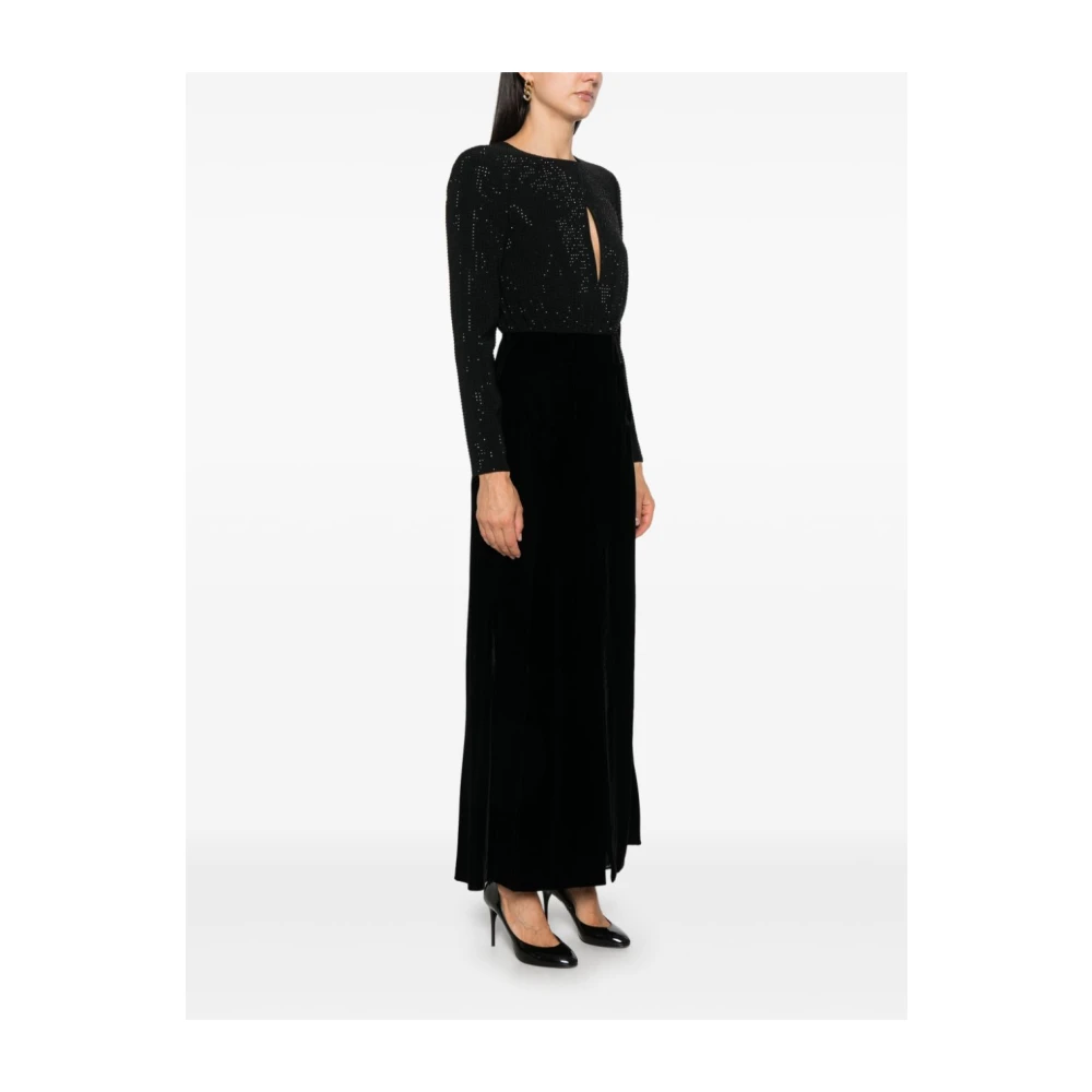 Emporio Armani Zwarte Jurk met Paneeldesign en Fluweel Black Dames