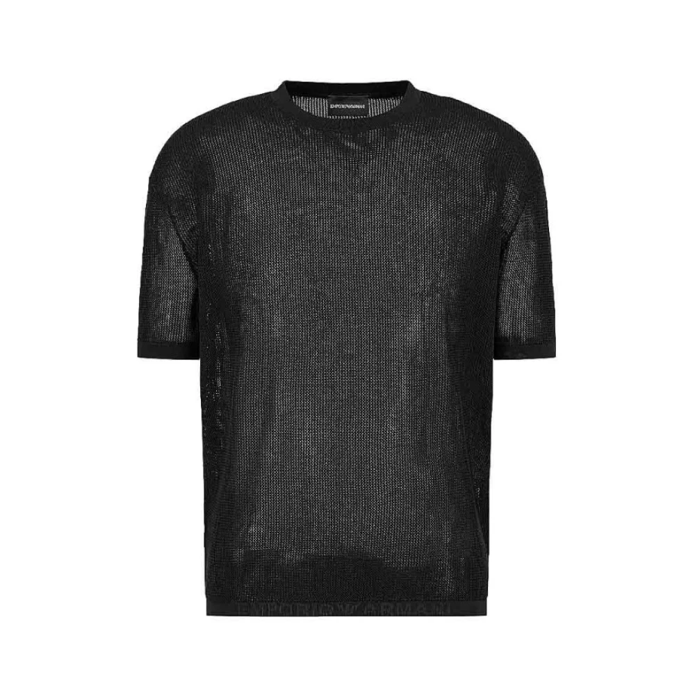 Emporio Armani Zwarte T-shirts en Polos Mesh Collectie Black Heren