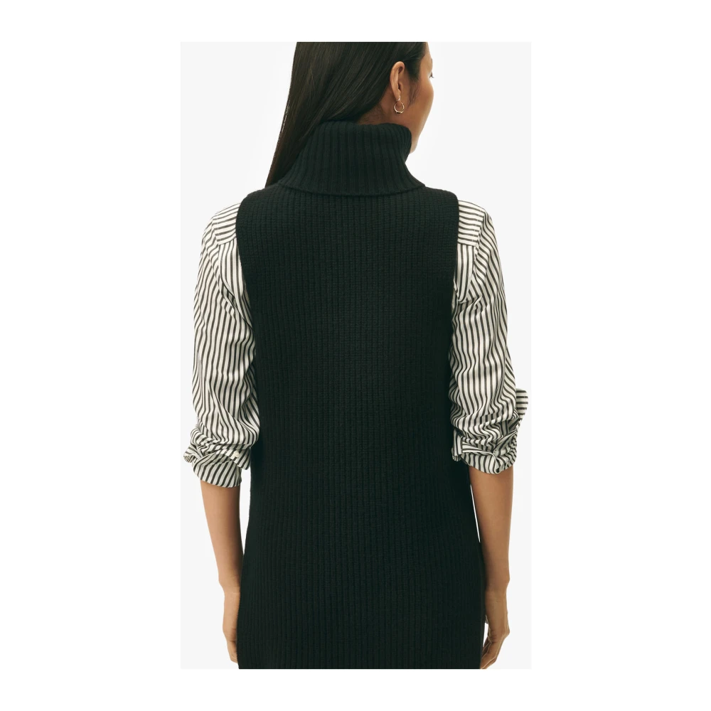 Brooks Brothers Wol-Kasjmieren Mouwloze Turtleneck Trui Black Dames