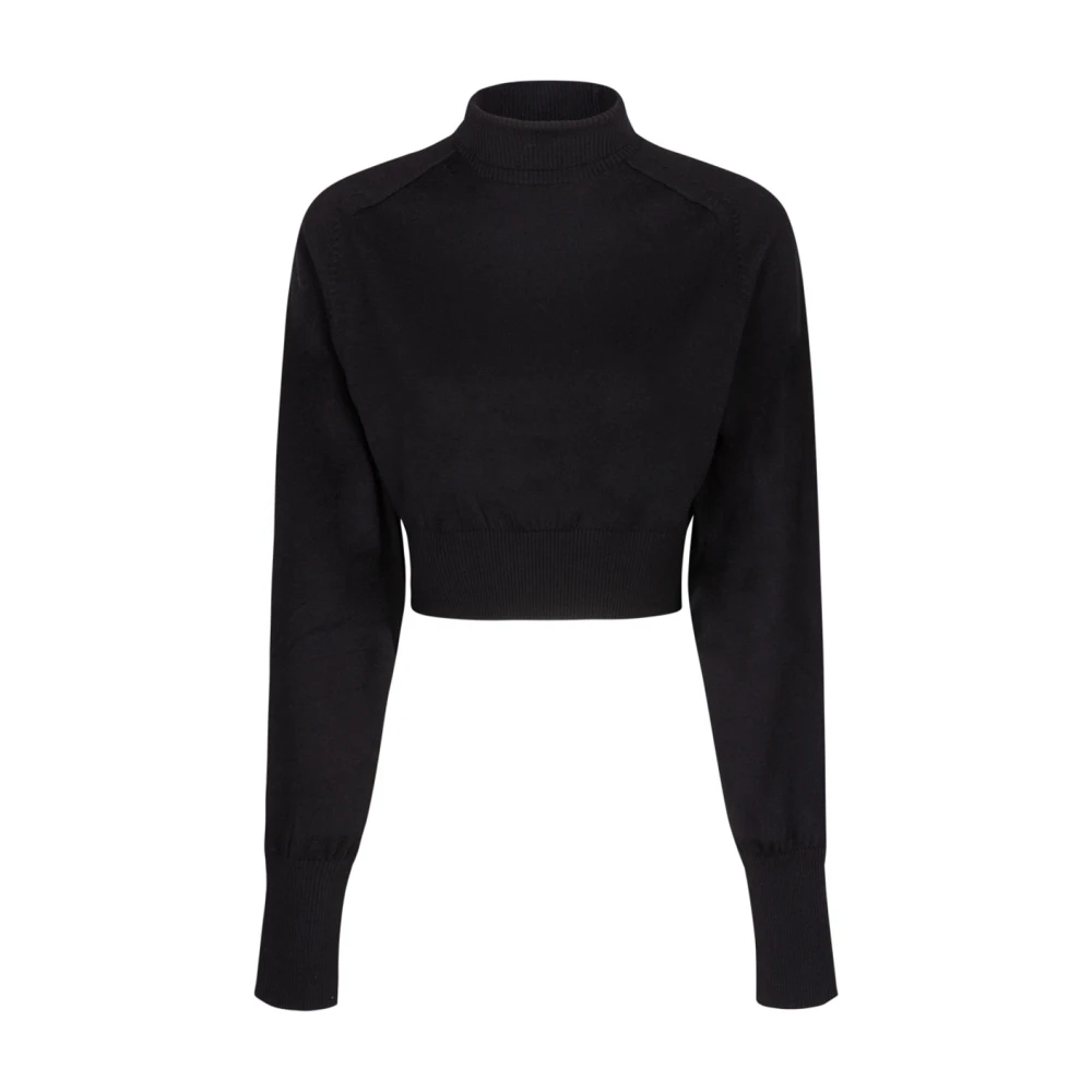 SPORTMAX Zwarte Korte Wol Turtleneck Sweater Black Dames