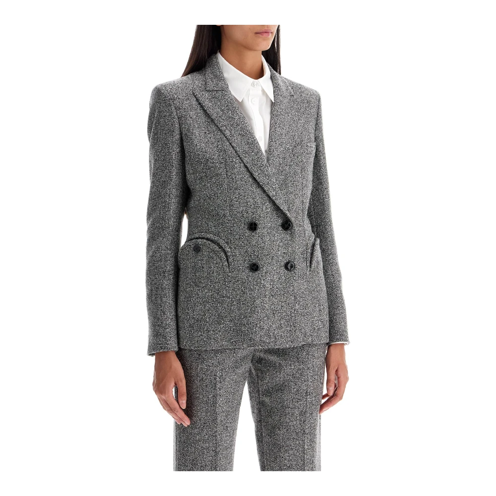 Blazé Milano Tweed Bouclé Double-Breasted Blazer Gray Dames