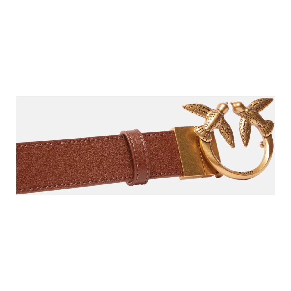 pinko Love Berry Monogram Debossed Riem Brown Unisex