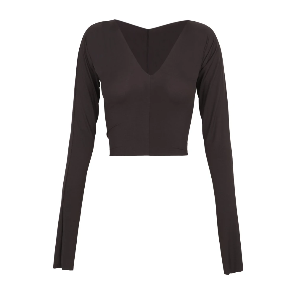 Cortana V-hals Cupro Stretch Top Black Dames
