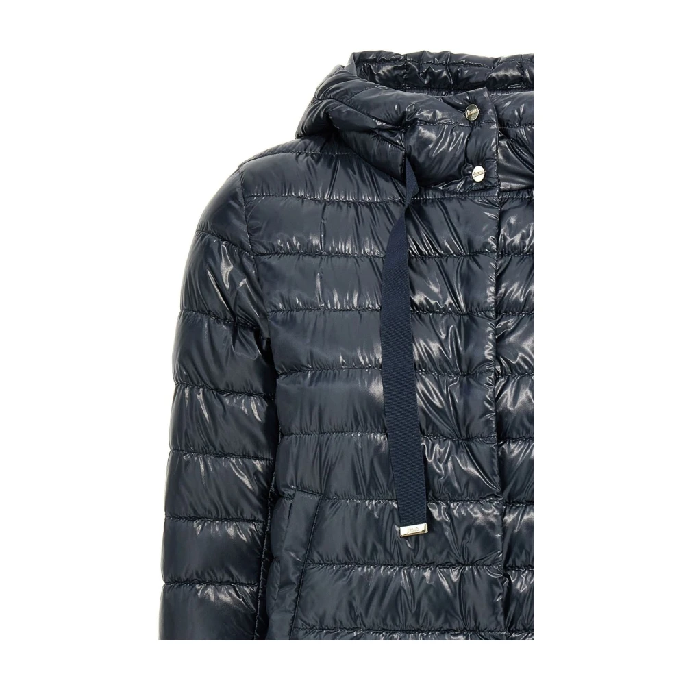 Herno Blauwe Gewatteerde Jas met Capuchon Blue Dames