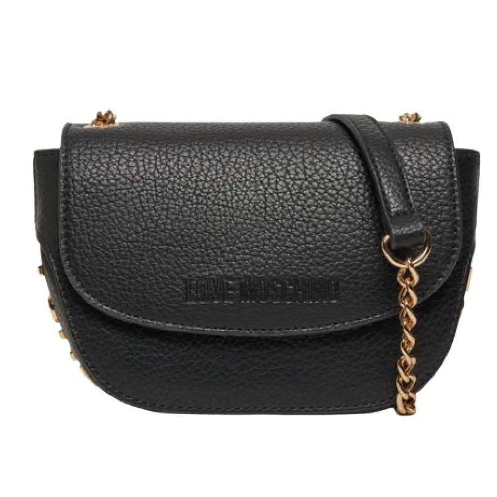 Love Moschino Women's Black Cross Body Bags, One Size, Handbag With Gold Chain