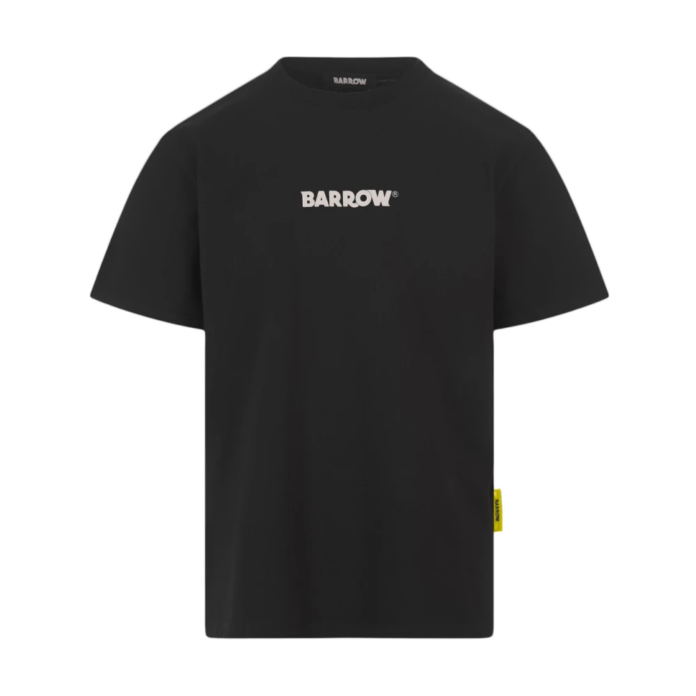 Barrow Zwarte Katoenen T-shirt met Logo Print Black Heren