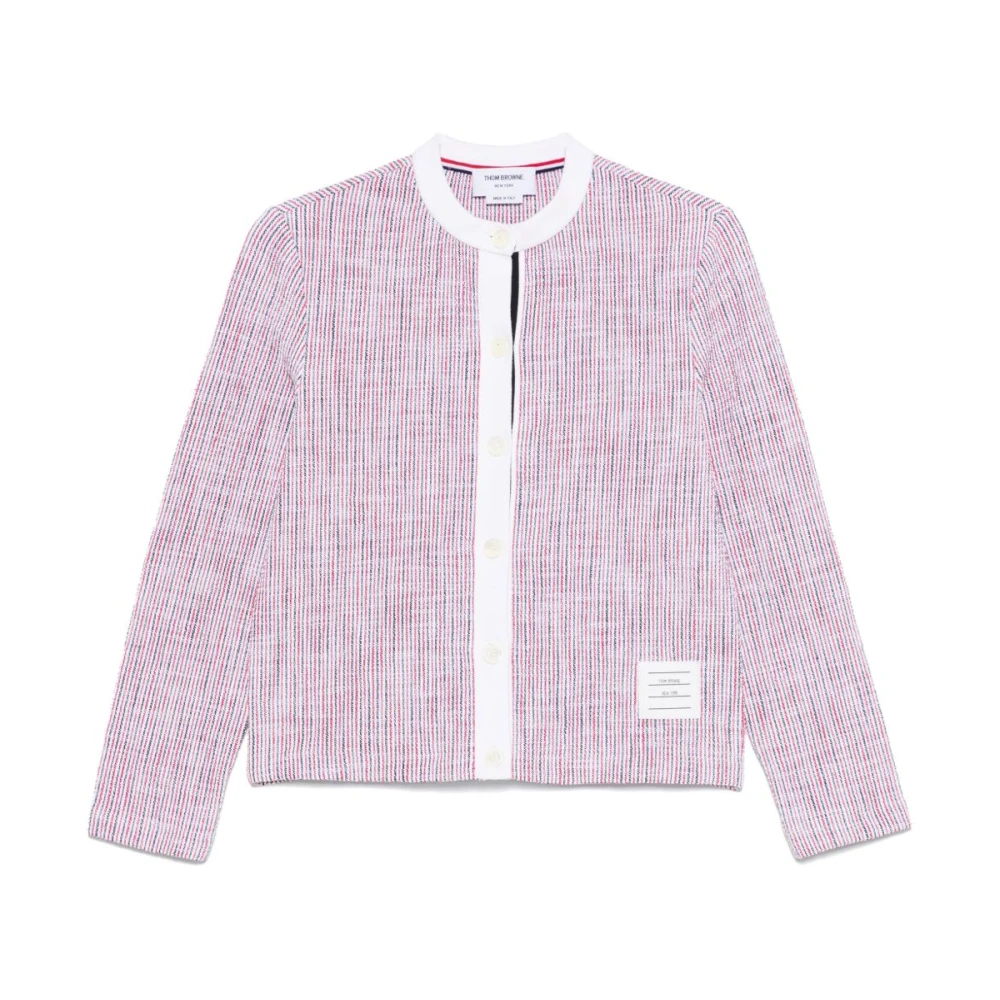 Thom Browne MultiColour Crew Neck Sweater Logo Patch Pink Dames