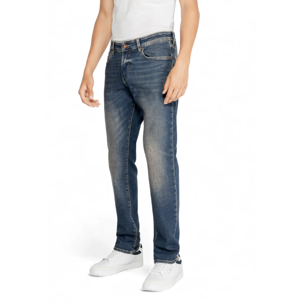GAS Blauwe Effen Heren Jeans Rits Knoop Blue Heren