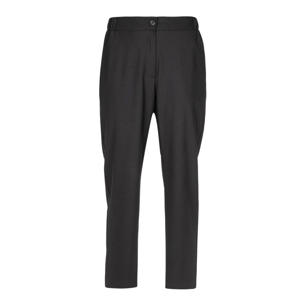Ottod'Ame Rechte Twill Broek met Elastische Taille Black Dames