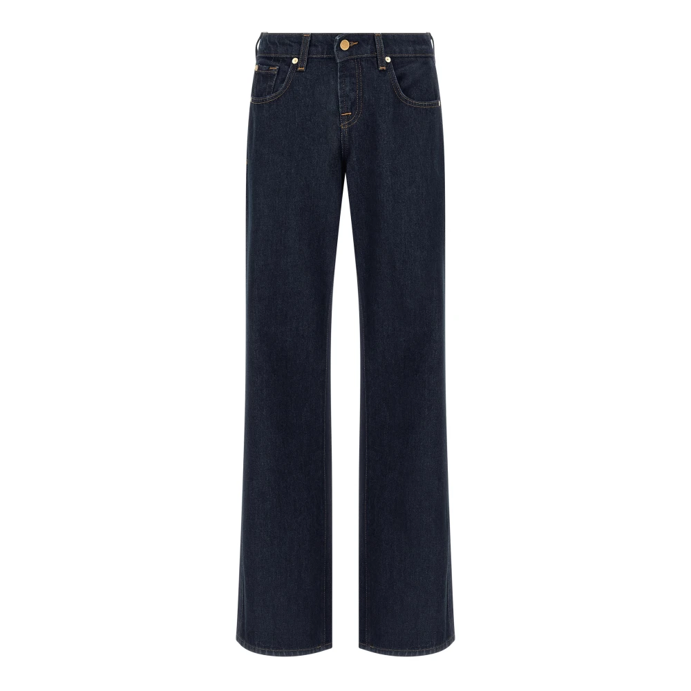 7 For All Mankind Blue Straight Fit Jeans, Female, W28, Straight Jeans