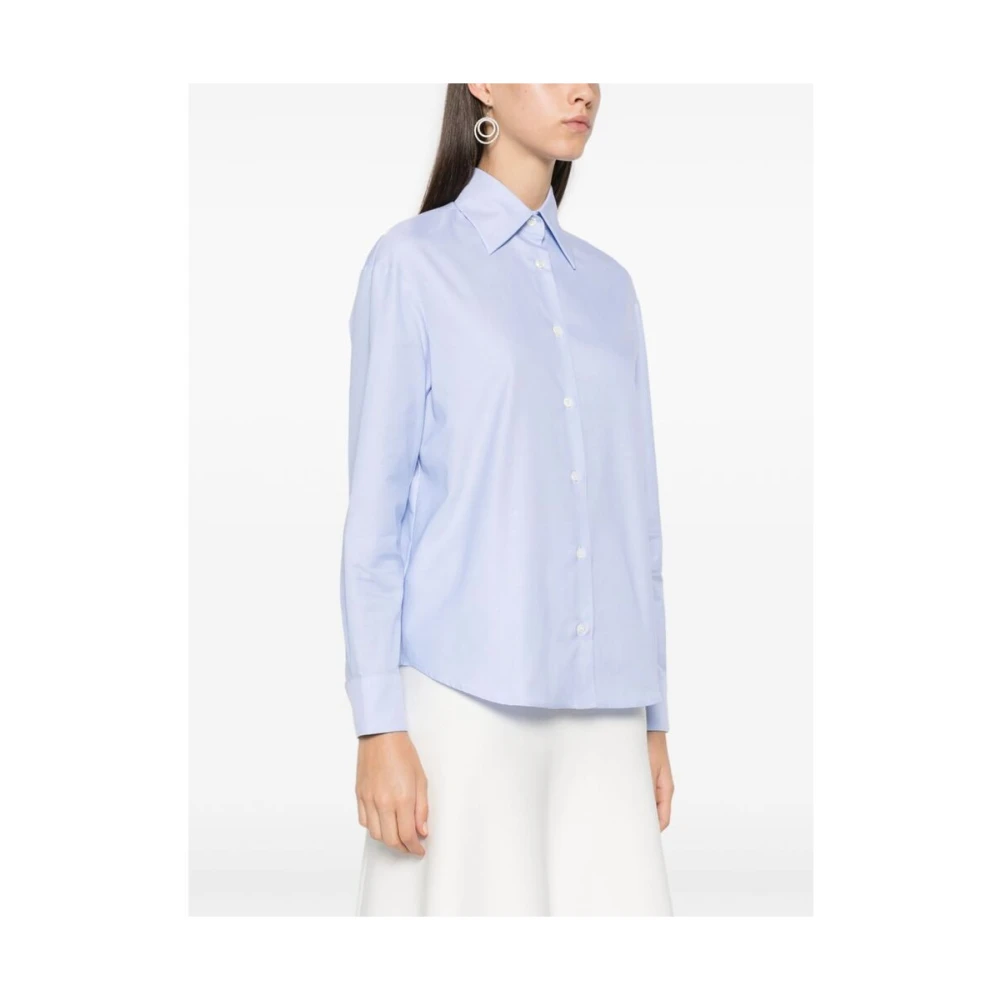 Mazzarelli Lichtblauw Katoenen Overhemd Spreidkraag Blue Dames