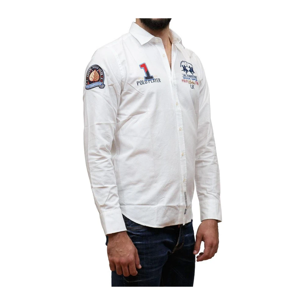 LA MARTINA Logo Geborduurd Katoenen Overhemd White Heren