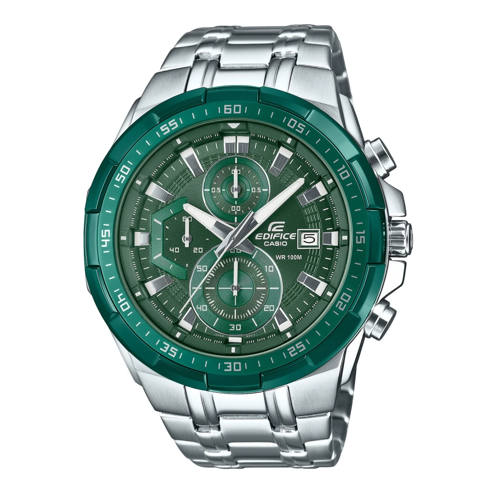 Casio Edifice Herren Hellgrau/Grün Chronograph (Silberfarben, Grün), Armbanduhren, Edelstahlfarben, Chronograph, Quarzuhr, Armbanduhr, Uhr, Ed... - Bild 3