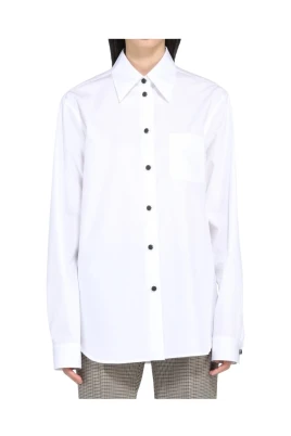 Camicia Bianca In Cotone Manica Lunga