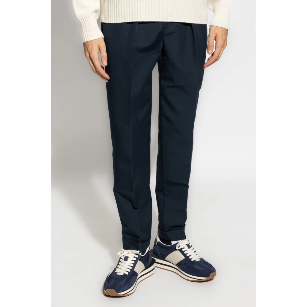 Tom Ford Katoenen broek met opgerolde pijpen Blue Heren