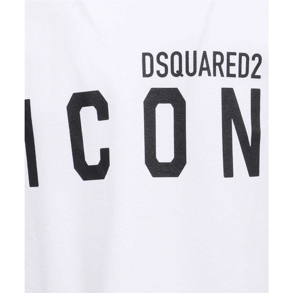 Dsquared2 Katoenen Poloshirt Geribbelde Kraag Logo White Heren