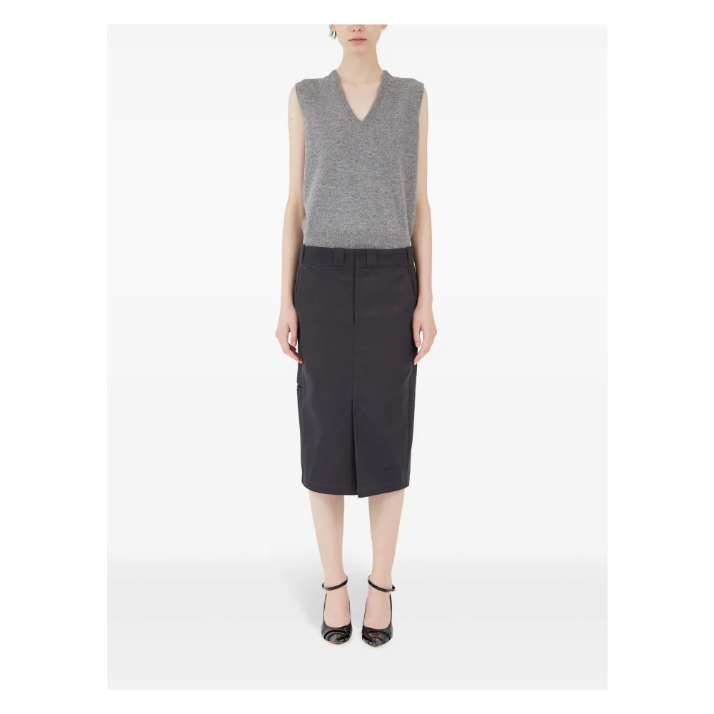 Maison Margiela Elegante Zwarte Midi Jurk Black Dames