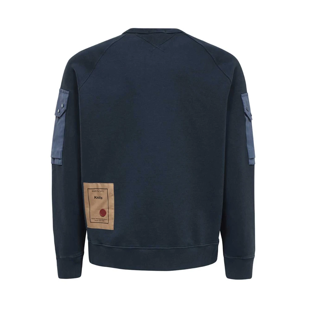 Ten C Katoenen Sweatshirt met Ribboorden Blue Heren