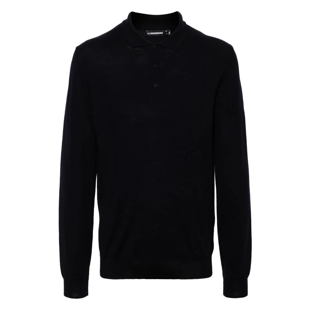 J.LINDEBERG Blauwe Merino Lange Mouw Polo Shirt Blue Heren