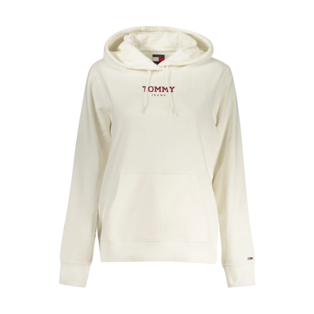 Tommy Hilfiger Women's White Hoodies, L, Cotton Crewneck Sweatshirt