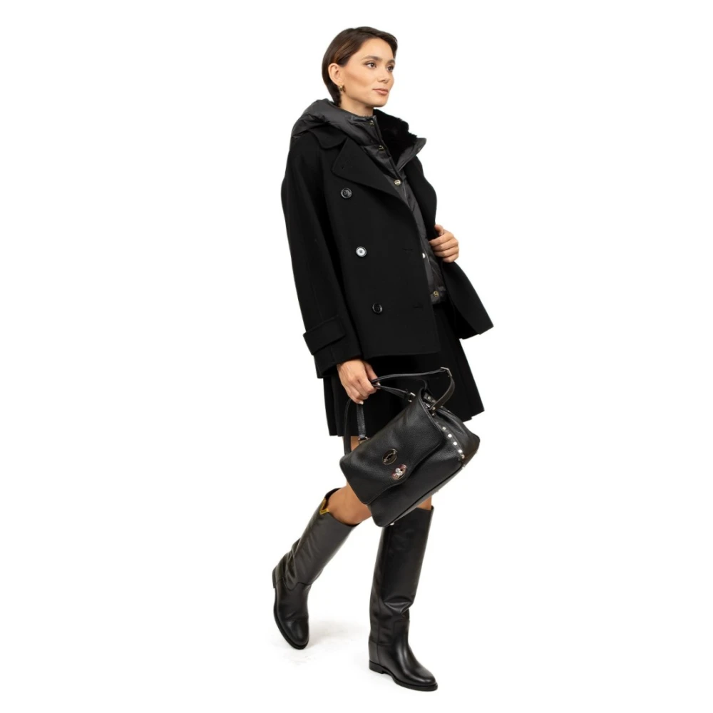 Max Mara Korte Zwarte Wollen Jas Black Dames