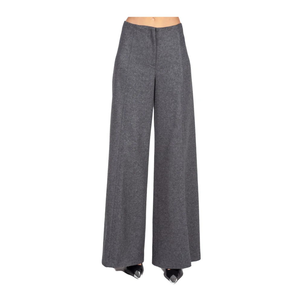 Liviana Conti Grijze Cashmere Blend Palazzo Broek Black Dames