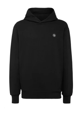 logo-patch långärmad hoodie