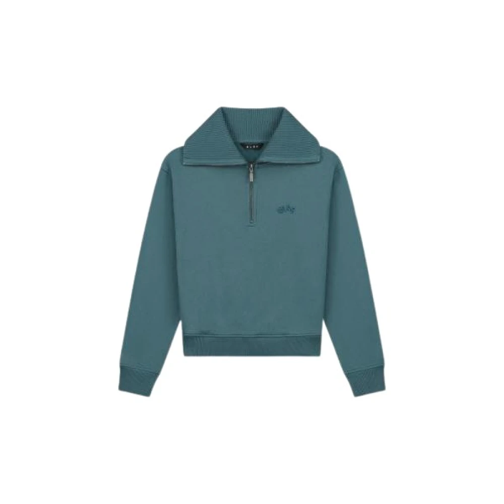 Olaf Hussein Moderne Half Zip Mockneck Sweater Blue Heren