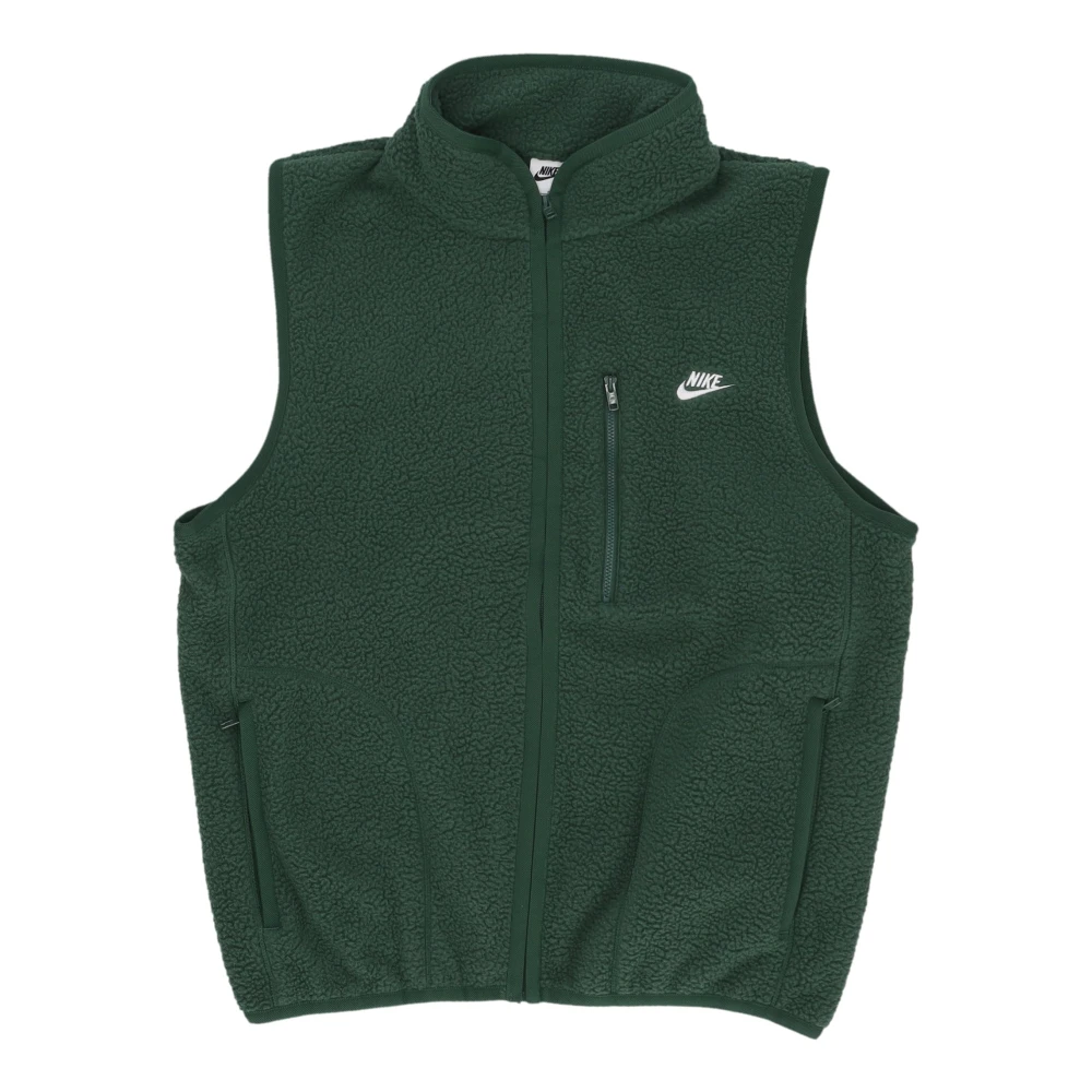 Nike Men's Green Waistcoats, Xl, Sherpa Fabric Zip Vest
