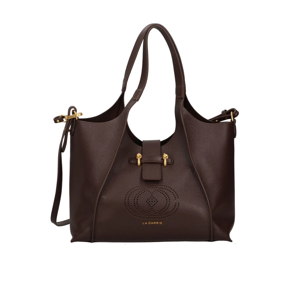 La Carrie Elegante Drilled Logo Handtas voor vrouwen Brown Dames