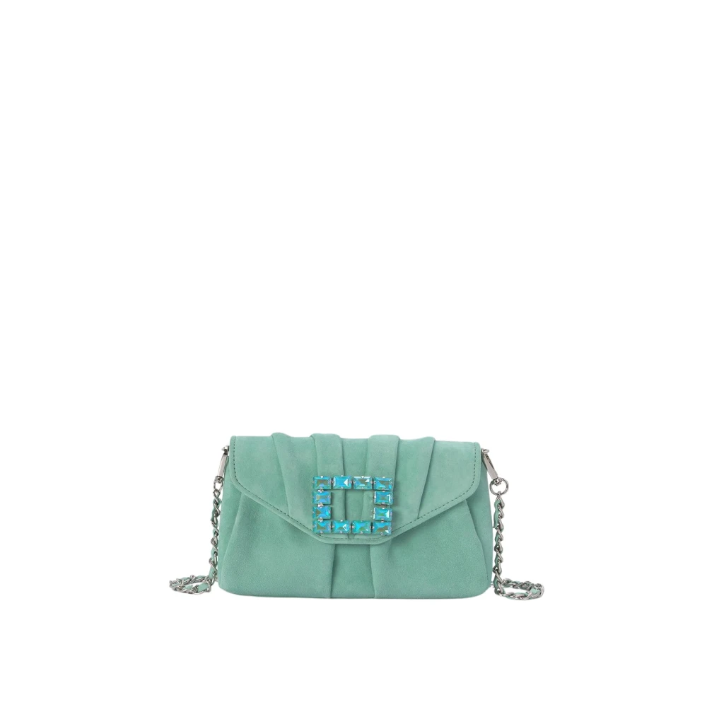 Alma en Pena Vierkante Broche Schoudertas Green Dames