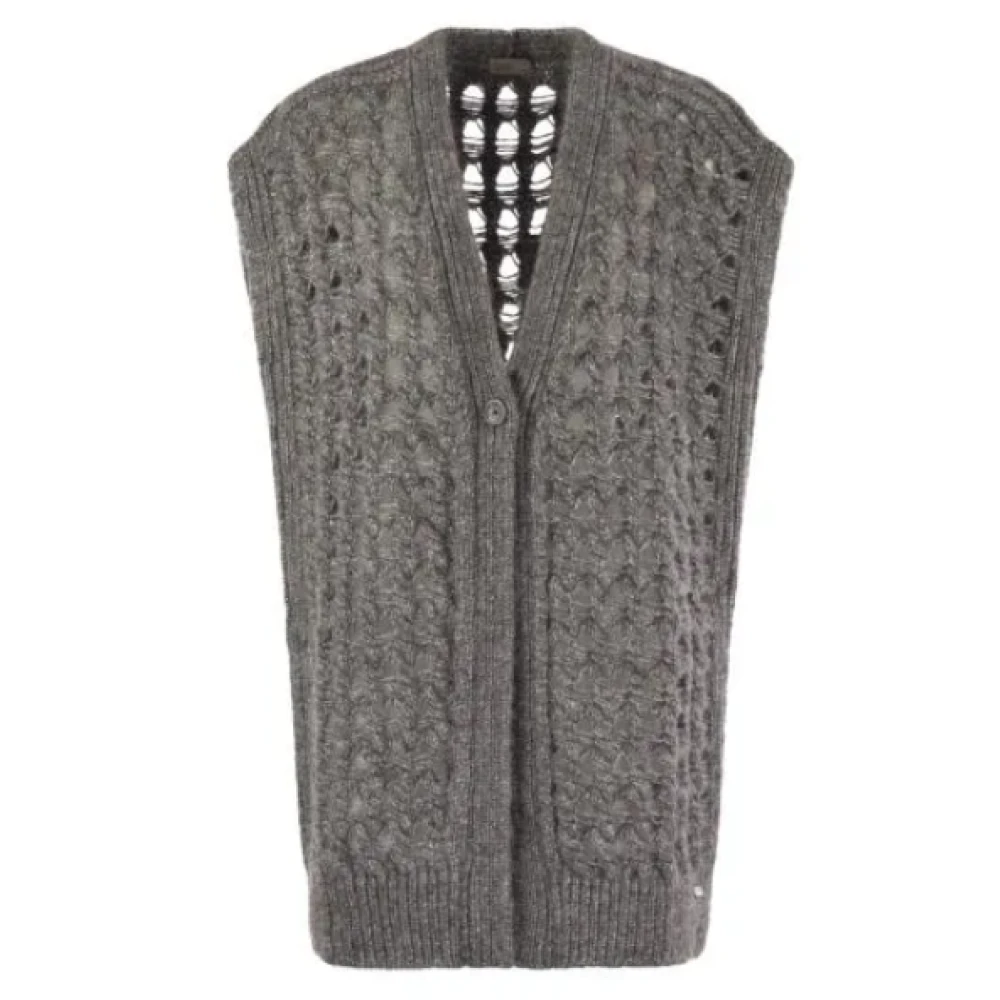 Herno Mannelijk Grijs Lange Mouwloze Cardigan