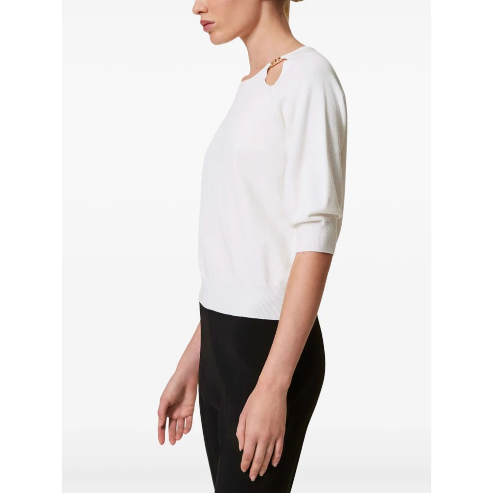 Twinset Witte Crew Neck Sweaters White Dames