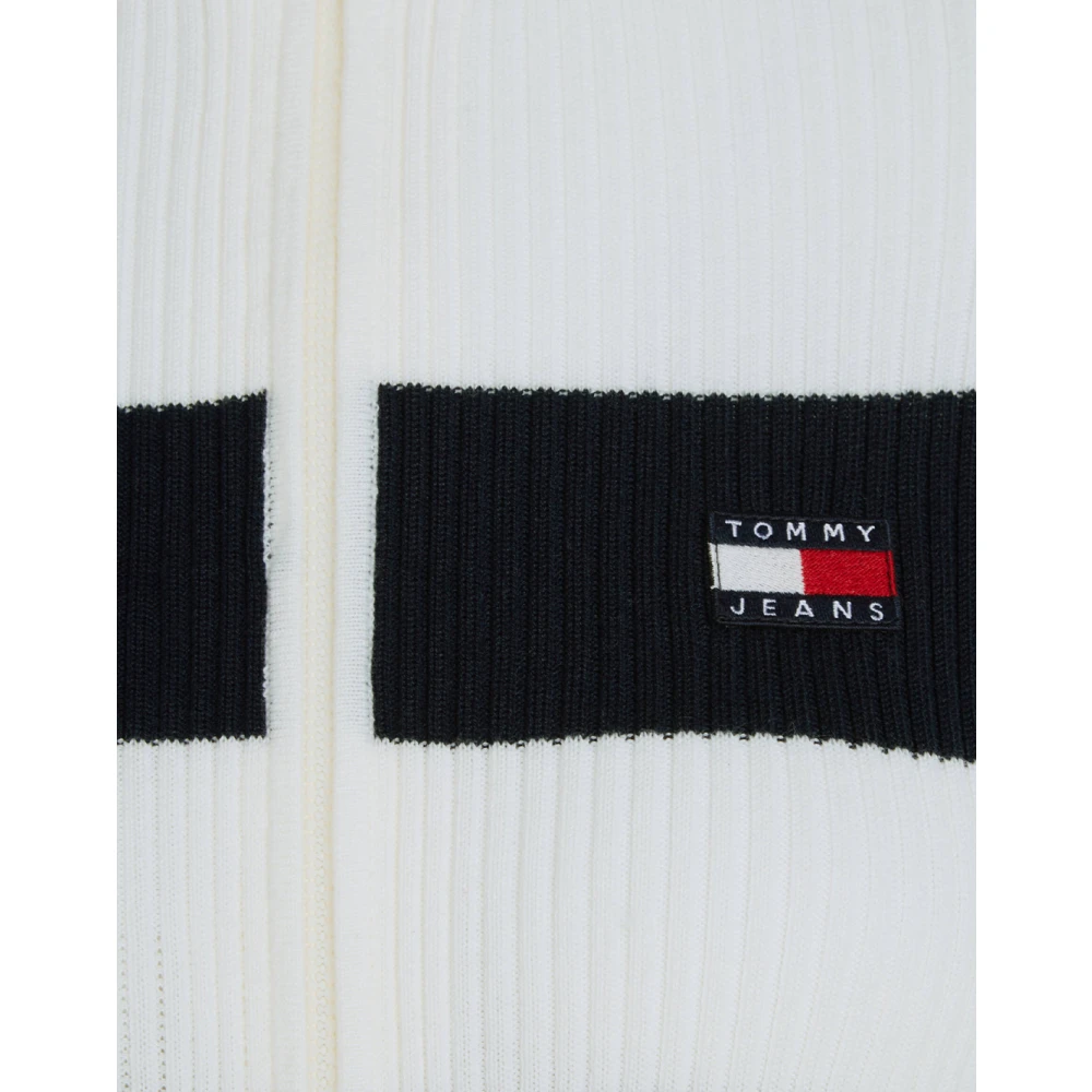 Tommy Hilfiger Elegante Gebreide Jurk met Geribbelde Textuur White Dames