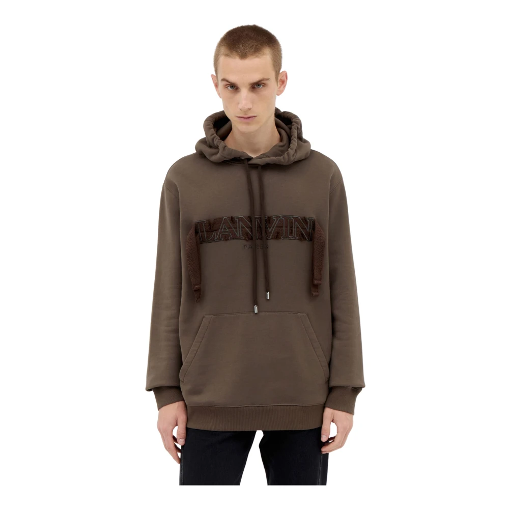 Lanvin Bruine hoodie met kangoeroezak Brown Heren