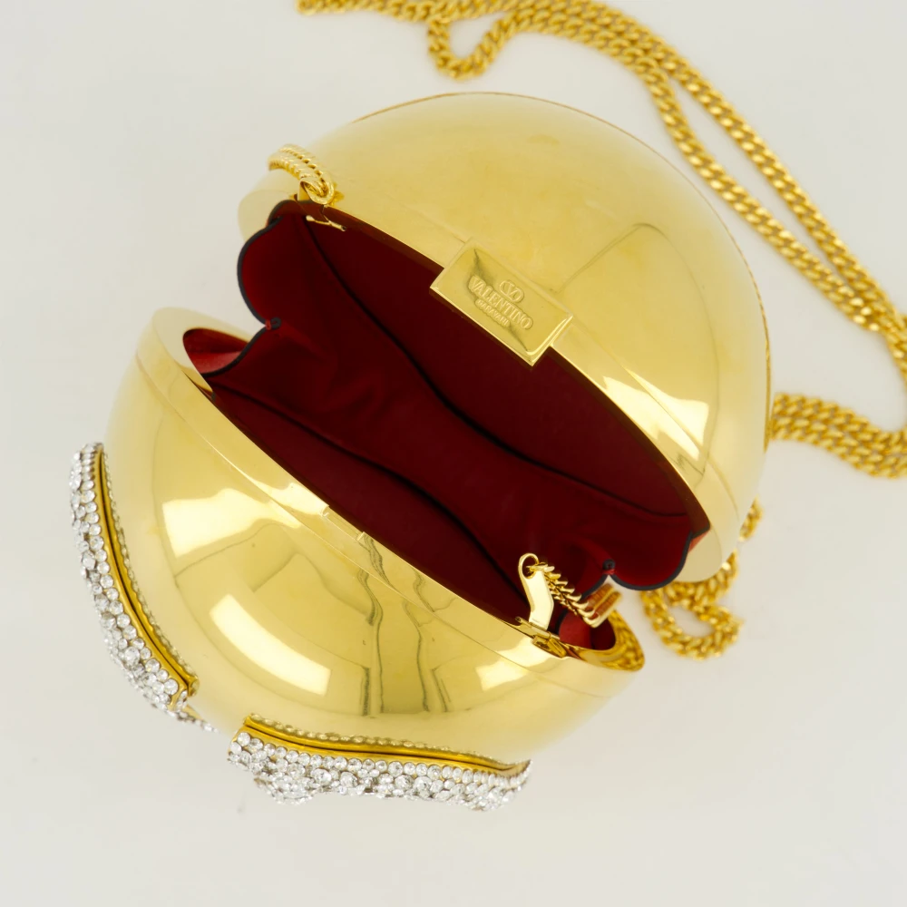 Valentino Garavani Gouden VLogo Kristal Clutch Lente-Zomer 2025 Yellow Dames