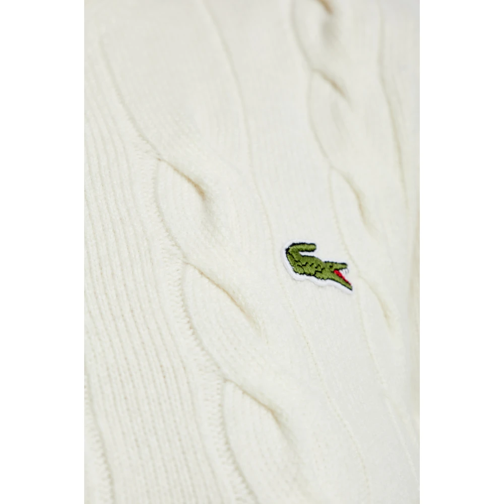 Lacoste Wollen trui met logo Beige Dames