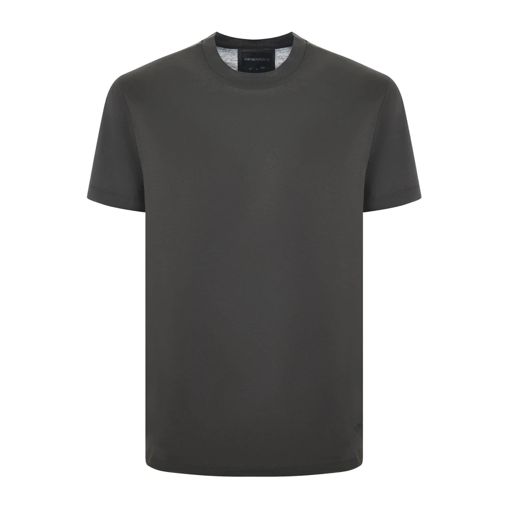 Emporio Armani Logo T-shirt in lyocell en katoen Black Heren