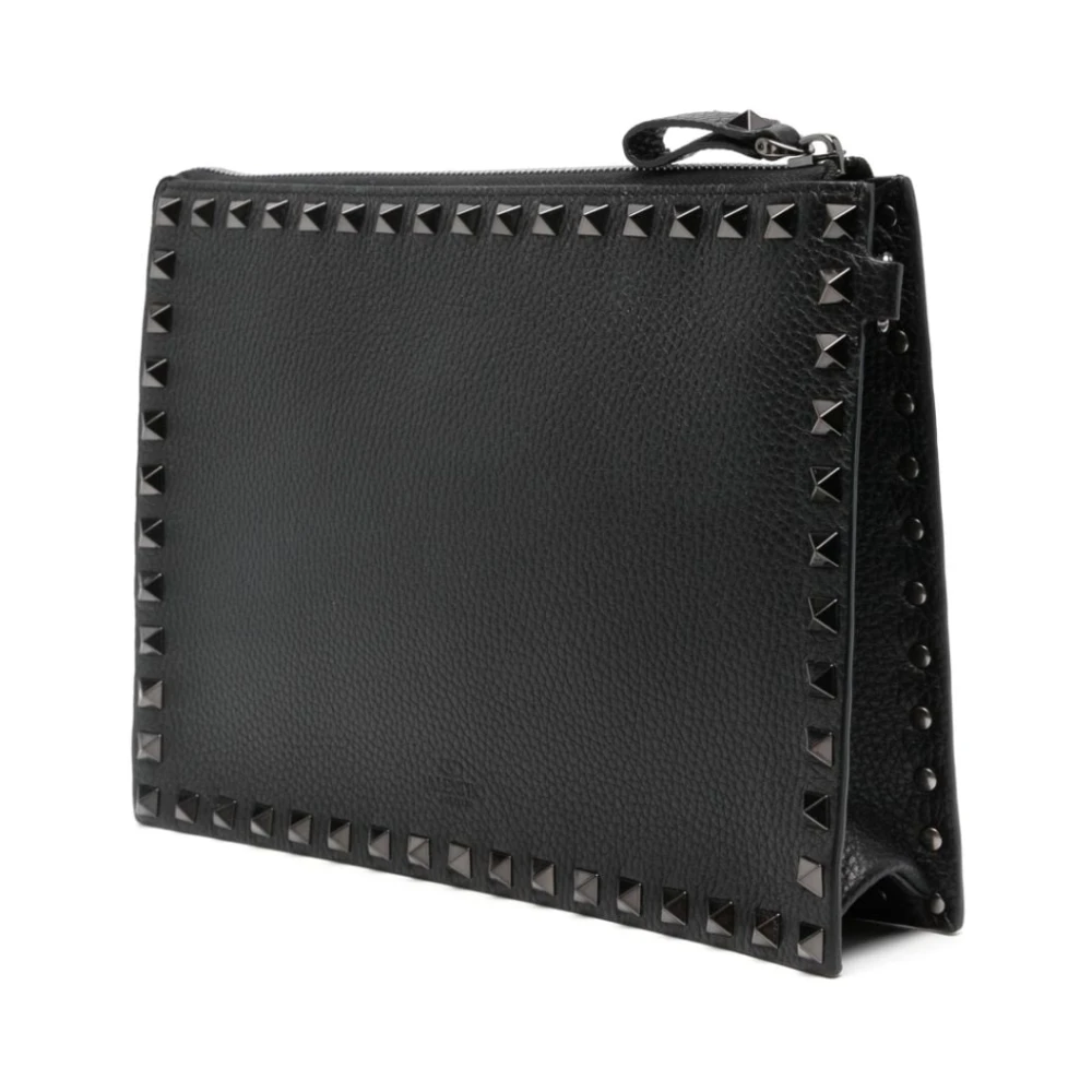 Valentino Garavani Zwarte Korrelige Leren Rockstud Tas Black Heren
