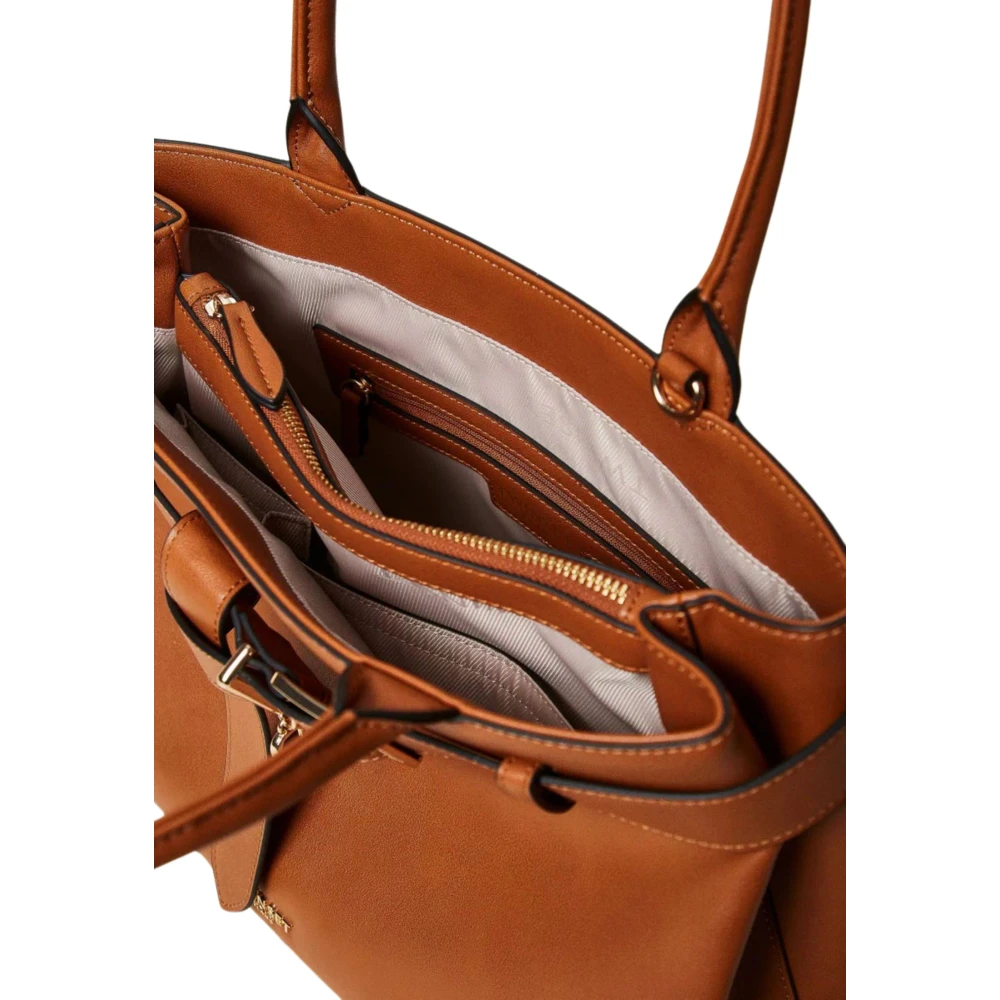Twinset Bruin lederen Shopper tas Voyage Brown Dames
