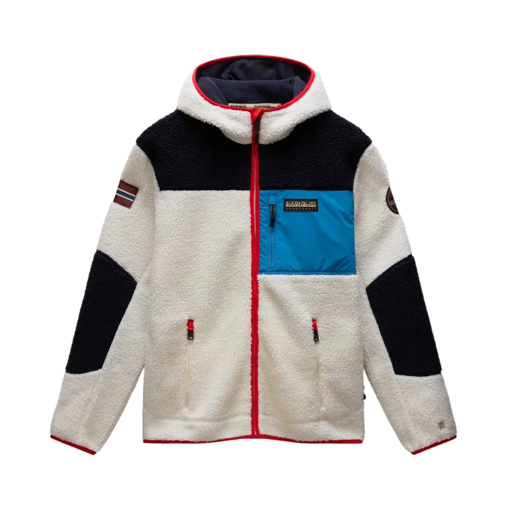 Napapijri Witte Fleece Zip Sweater Yupik Multicolor Heren