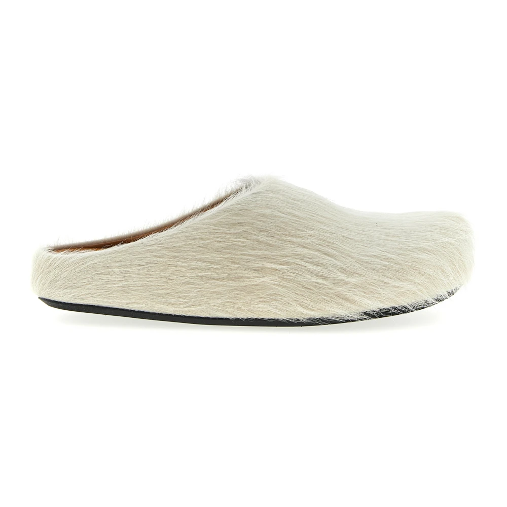Marni Mannelijk Wit Schoenen Heren, 41 Eu, Leer, Long-Haired Fussbett Sabot