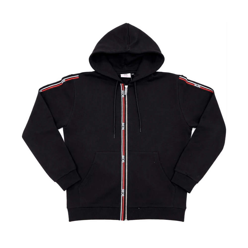 Gcds Zip-Throughs, Male, M, Logo Tape Hoodie Zip Black
