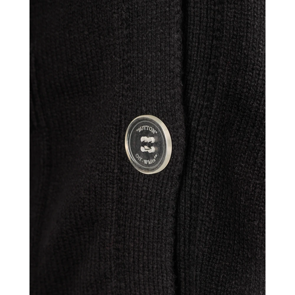 Off White Logo Cardigan in Katoen-Polyester Mix Black Dames