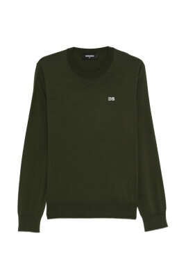 pull-en-coton-vert-avec-logo-applique